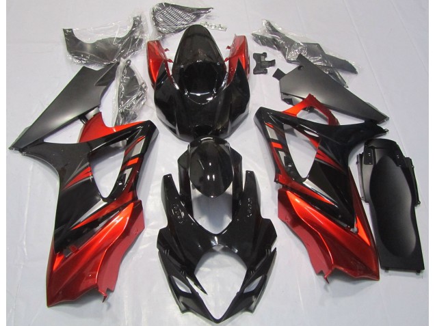 Glänzend Schwarz & Rot 2007-2008 Suzuki GSXR 1000 Motorrad Verkleidung Glänzend Schwarz & Rot 2007-2008 Suzuki GSXR 1000 Motorrad Verkleidung