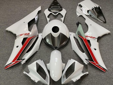 Glänzend Weiß Silber & Rot 2008-2016 Yamaha R6 Motorrad Verkleidung
