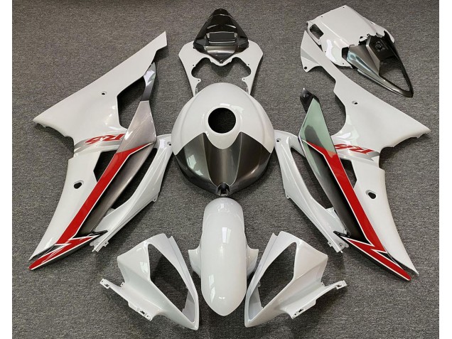 Glänzend Weiß Silber & Rot 2008-2016 Yamaha R6 Motorrad Verkleidung Glänzend Weiß Silber & Rot 2008-2016 Yamaha R6 Motorrad Verkleidung