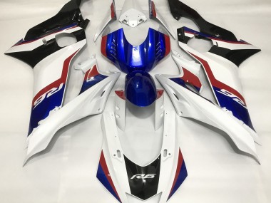 Glänzend Weiß & Tiefes Blau 2017-2021 Yamaha R6 Motorrad Verkleidung