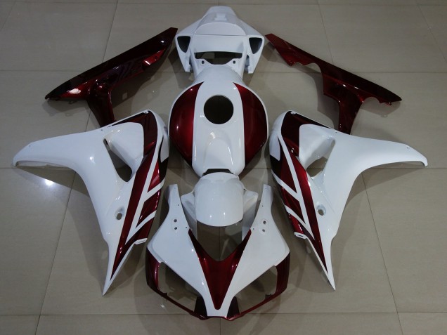 Glänzend Weiß & Tiefrot 2006-2007 Honda CBR1000RR Motorrad Verkleidung Glänzend Weiß & Tiefrot 2006-2007 Honda CBR1000RR Motorrad Verkleidung