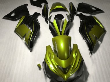 Glänzendes Gelb & Schwarz 2012-2021 Kawasaki ZX14R Motorrad Verkleidung