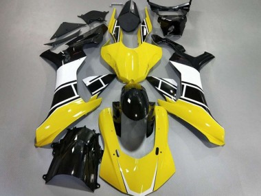 Glänzendes Gelb Weiß & Schwarz 2015-2019 Yamaha R1 Motorrad Verkleidung