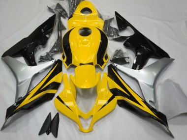 Glänzendes Gelb Silber & Schwarz 2007-2008 Honda CBR600RR Motorrad Verkleidung