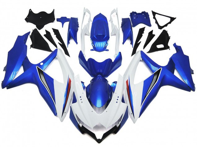 Glänzendes Glänzend Weiß Mit Silber & Blau 2008-2010 Suzuki GSXR 600-750 Motorrad Verkleidung Glänzendes Glänzend Weiß Mit Silber & Blau 2008-2010 Suzuki GSXR 600-750 Motorrad Verkleidung
