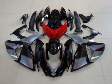 Glänzendes Grau/Schwarz Mit Rot 2011-2024 Suzuki GSXR 600-750 Motorrad Verkleidung