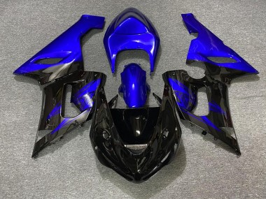 Glänzendes Schwarz & Blau 2005-2006 Kawasaki ZX6R Motorrad Verkleidung