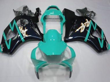 Glänzendes Schwarz & Cyan 2002-2003 Honda CBR954RR Motorrad Verkleidung