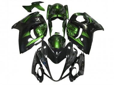 Glänzendes Schwarz & Dunkelgrün 2008-2020 Suzuki GSXR 1300 Motorrad Verkleidung