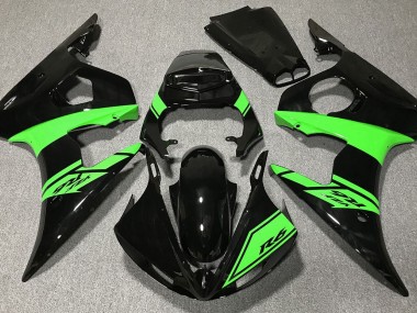 Glänzendes Schwarz & Grün 2003-2004 Yamaha R6 Motorrad Verkleidung