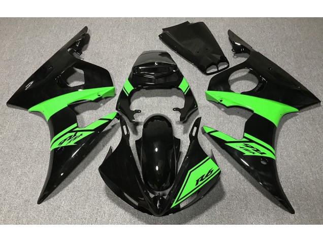 Glänzendes Schwarz & Grün 2003-2004 Yamaha R6 Motorrad Verkleidung Glänzendes Schwarz & Grün 2003-2004 Yamaha R6 Motorrad Verkleidung