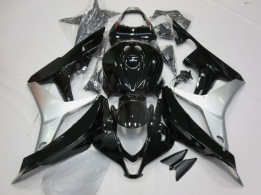 Glänzendes Schwarz & Silber 2007-2008 Honda CBR600RR Motorrad Verkleidung
