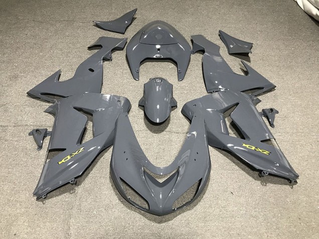 Glattes Grau & Gelb 2006-2007 Kawasaki ZX10R Motorrad Verkleidung Glattes Grau & Gelb 2006-2007 Kawasaki ZX10R Motorrad Verkleidung