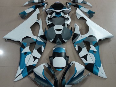 Gletscherblauer Schnee Tarnung 2008-2016 Yamaha R6 Motorrad Verkleidung