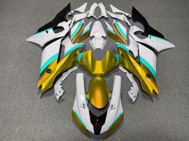 Gold & Hellblau Glanz 2017-2021 Yamaha R6 Motorrad Verkleidung