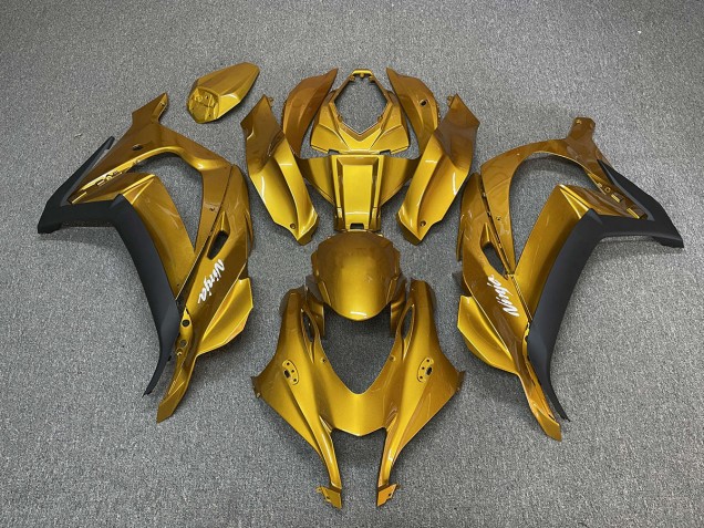Gold Mit Ninja-Weiß 2016-2019 Kawasaki ZX10R Motorrad Verkleidung Gold Mit Ninja-Weiß 2016-2019 Kawasaki ZX10R Motorrad Verkleidung