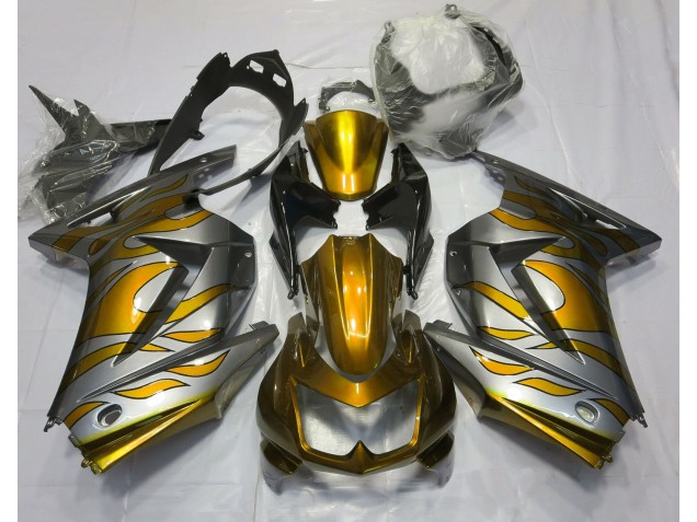 Gold & Silber Flamme 2008-2012 Kawasaki Ninja 250 Motorrad Verkleidung Gold & Silber Flamme 2008-2012 Kawasaki Ninja 250 Motorrad Verkleidung