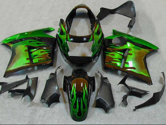 Grün Flamme 1996-2007 Honda CBR1100XX Motorrad Verkleidung Grün Flamme 1996-2007 Honda CBR1100XX Motorrad Verkleidung