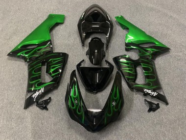 Grün Flamme 2005-2006 Kawasaki ZX6R Motorrad Verkleidung