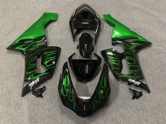 Grün Flamme 2005-2006 Kawasaki ZX6R Motorrad Verkleidung Grün Flamme 2005-2006 Kawasaki ZX6R Motorrad Verkleidung
