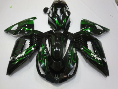 Grün Flamme 2006-2011 Kawasaki ZX14R Motorrad Verkleidung