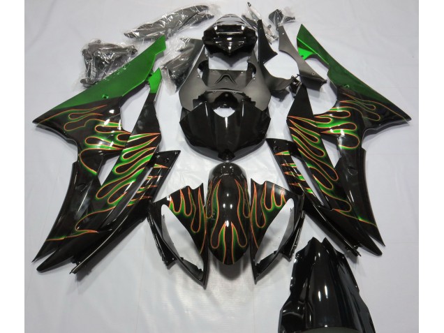 Grün Flamme 2008-2016 Yamaha R6 Motorrad Verkleidung Grün Flamme 2008-2016 Yamaha R6 Motorrad Verkleidung