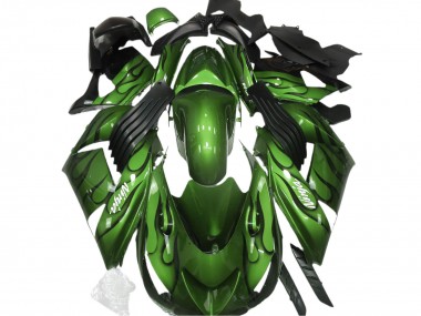 Grün Glänzend & Flame 2006-2011 Kawasaki ZX14R Motorrad Verkleidung