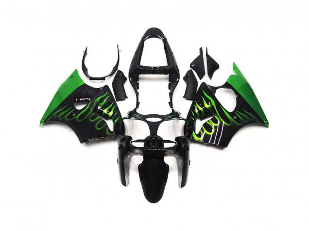 Grün Glänzend Flame Uni 2000-2002 Kawasaki ZX6R Motorrad Verkleidung Grün Glänzend Flame Uni 2000-2002 Kawasaki ZX6R Motorrad Verkleidung