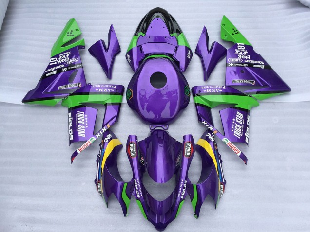 Grün-Lila Trick Star 2004-2005 Kawasaki ZX10R Motorrad Verkleidung Grün-Lila Trick Star 2004-2005 Kawasaki ZX10R Motorrad Verkleidung