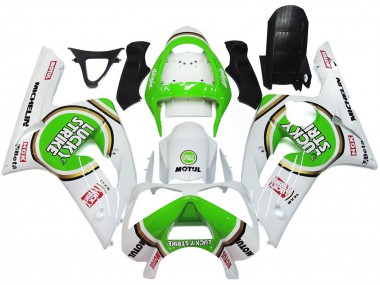 Grün Lucky Strike Glanz 2003-2004 Kawasaki ZX6R Motorrad Verkleidung