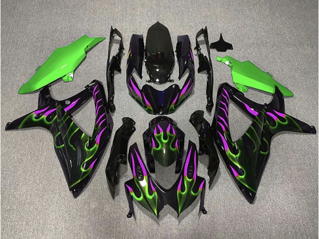 Grün & Magenta Flamme 2008-2010 Suzuki GSXR 600-750 Motorrad Verkleidung Grün & Magenta Flamme 2008-2010 Suzuki GSXR 600-750 Motorrad Verkleidung