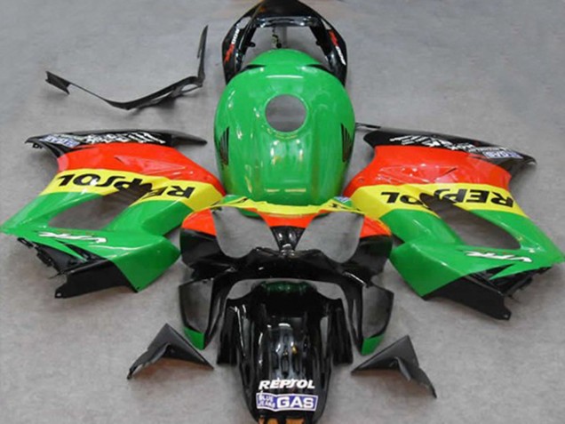 Grün Repsol 2002-2012 Honda VFR800 Motorrad Verkleidung Grün Repsol 2002-2012 Honda VFR800 Motorrad Verkleidung