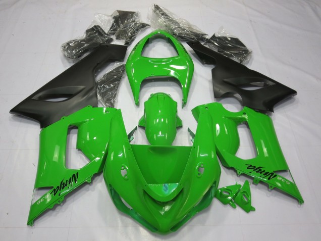 Grün Schwarz 2005-2006 Kawasaki ZX6R Motorrad Verkleidung Grün Schwarz 2005-2006 Kawasaki ZX6R Motorrad Verkleidung