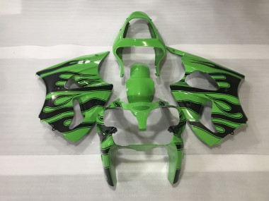 Grün & Schwarz Flamme 2000-2002 Kawasaki ZX6R Motorrad Verkleidung