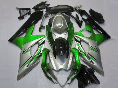 Grün-Silber & Schwarz 2005-2006 Suzuki GSXR 1000 Motorrad Verkleidung