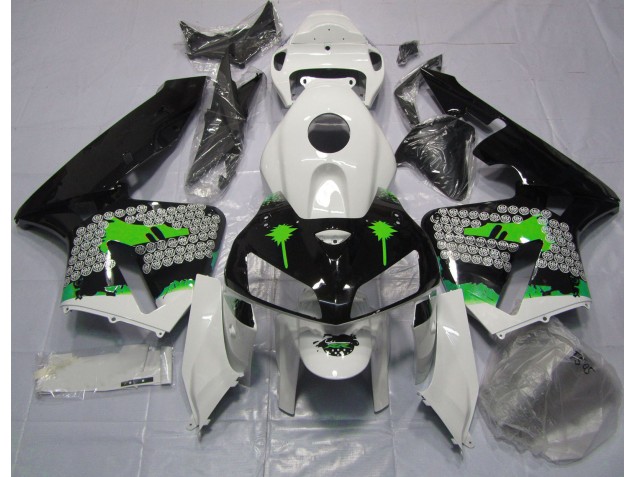 Grüne Spritzer Auf Glänzendem Schwarz 2005-2006 Honda CBR600RR Motorrad Verkleidung Grüne Spritzer Auf Glänzendem Schwarz 2005-2006 Honda CBR600RR Motorrad Verkleidung