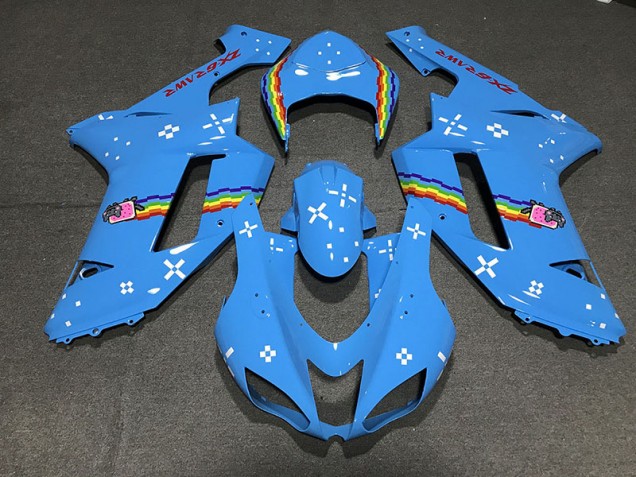 Hellblau Custom 2007-2008 Kawasaki ZX6R Motorrad Verkleidung Hellblau Custom 2007-2008 Kawasaki ZX6R Motorrad Verkleidung