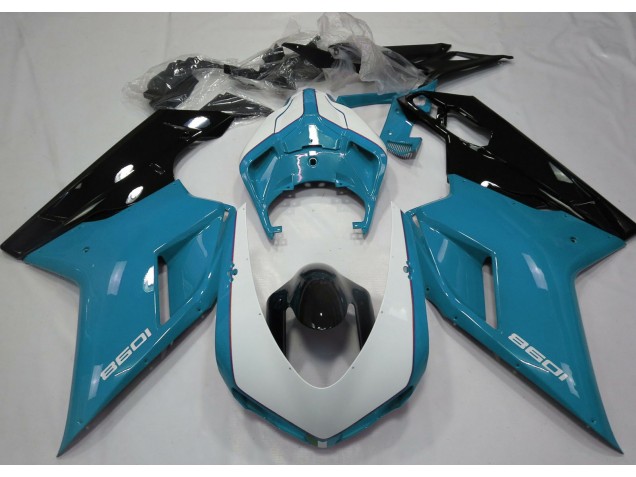 Hellblau & Glänzend Weiß 2007-2014 Ducati 848 1098 1198 Motorrad Verkleidung Hellblau & Glänzend Weiß 2007-2014 Ducati 848 1098 1198 Motorrad Verkleidung