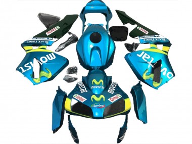 Hellblau Movistar 2003-2004 Honda CBR600RR Motorrad Verkleidung
