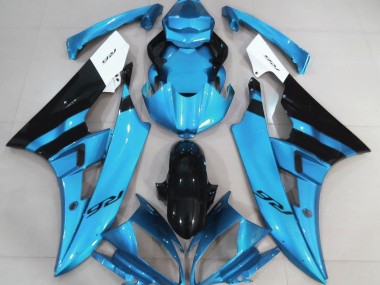 Hellblau & Schwarz Glänzend 2006-2007 Yamaha R6 Motorrad Verkleidung