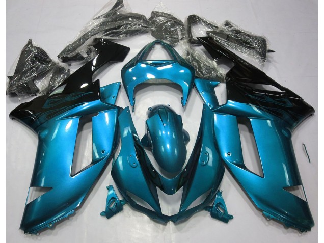 Hellblau & Schwarz Glänzend 2007-2008 Kawasaki ZX6R Motorrad Verkleidung Hellblau & Schwarz Glänzend 2007-2008 Kawasaki ZX6R Motorrad Verkleidung