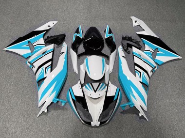 Hellblau-Weiß & Schwarz-Zack 2009-2012 Kawasaki ZX6R Motorrad Verkleidung