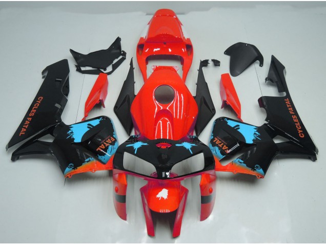 Hellblaue Spritzer Auf Rot 2005-2006 Honda CBR600RR Motorrad Verkleidung Hellblaue Spritzer Auf Rot 2005-2006 Honda CBR600RR Motorrad Verkleidung