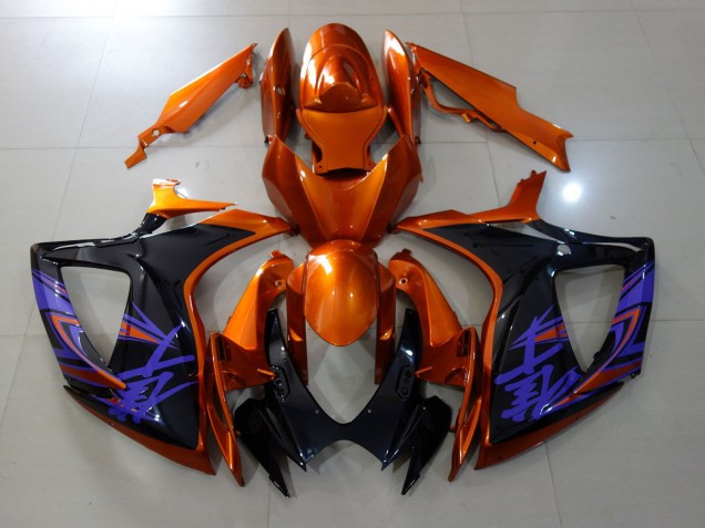 Kräftiges Orange & Schwarz Glänzend 2006-2007 Suzuki GSXR 600-750 Motorrad Verkleidung Kräftiges Orange & Schwarz Glänzend 2006-2007 Suzuki GSXR 600-750 Motorrad Verkleidung