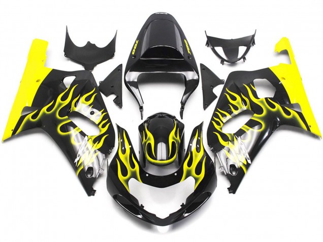 Leuchtend Gelb Flamme 2001-2003 Suzuki GSXR 600-750 Motorrad Verkleidung