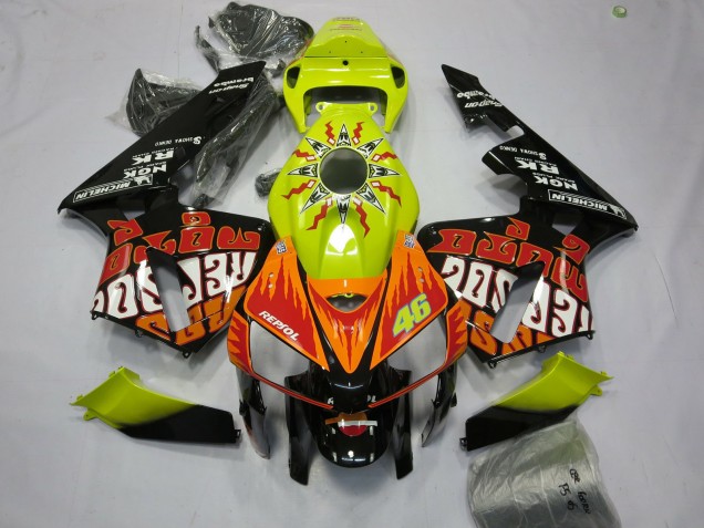 Leuchtend Gelb Rossi 2005-2006 Honda CBR600RR Motorrad Verkleidung Leuchtend Gelb Rossi 2005-2006 Honda CBR600RR Motorrad Verkleidung
