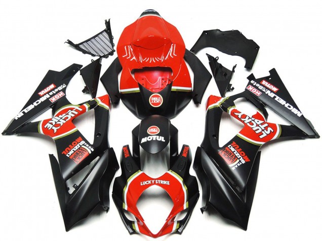 Leuchtend Matt Schwarz Benutzerdefiniert Lucky Strike 2007-2008 Suzuki GSXR 1000 Motorrad Verkleidung Leuchtend Matt Schwarz Benutzerdefiniert Lucky Strike 2007-2008 Suzuki GSXR 1000 Motorrad Verkleidung