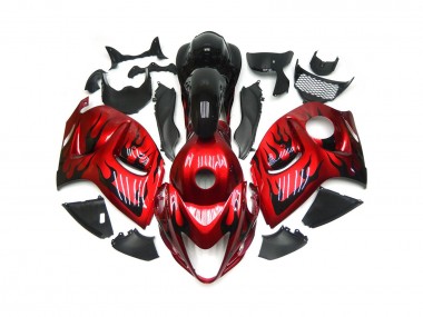 Leuchtend Rot Mit Schwarz Flamme 2008-2020 Suzuki GSXR 1300 Motorrad Verkleidung
