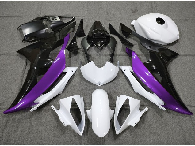 Lila Schwarz & Weiß Nach Maß 2008-2016 Yamaha R6 Motorrad Verkleidung Lila Schwarz & Weiß Nach Maß 2008-2016 Yamaha R6 Motorrad Verkleidung