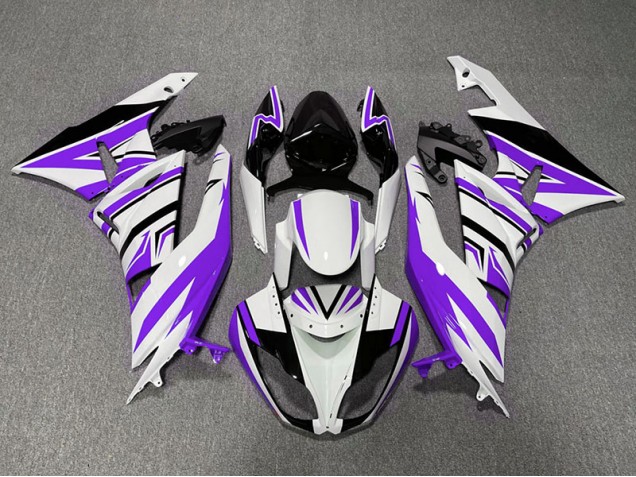 Lila Weiß & Schwarz Zag 2009-2012 Kawasaki ZX6R Motorrad Verkleidung Lila Weiß & Schwarz Zag 2009-2012 Kawasaki ZX6R Motorrad Verkleidung